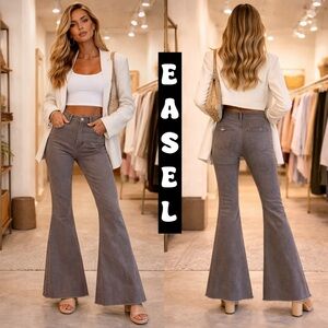 EASEL Stretchy Comfy Gray High Waist Flare Jeans!